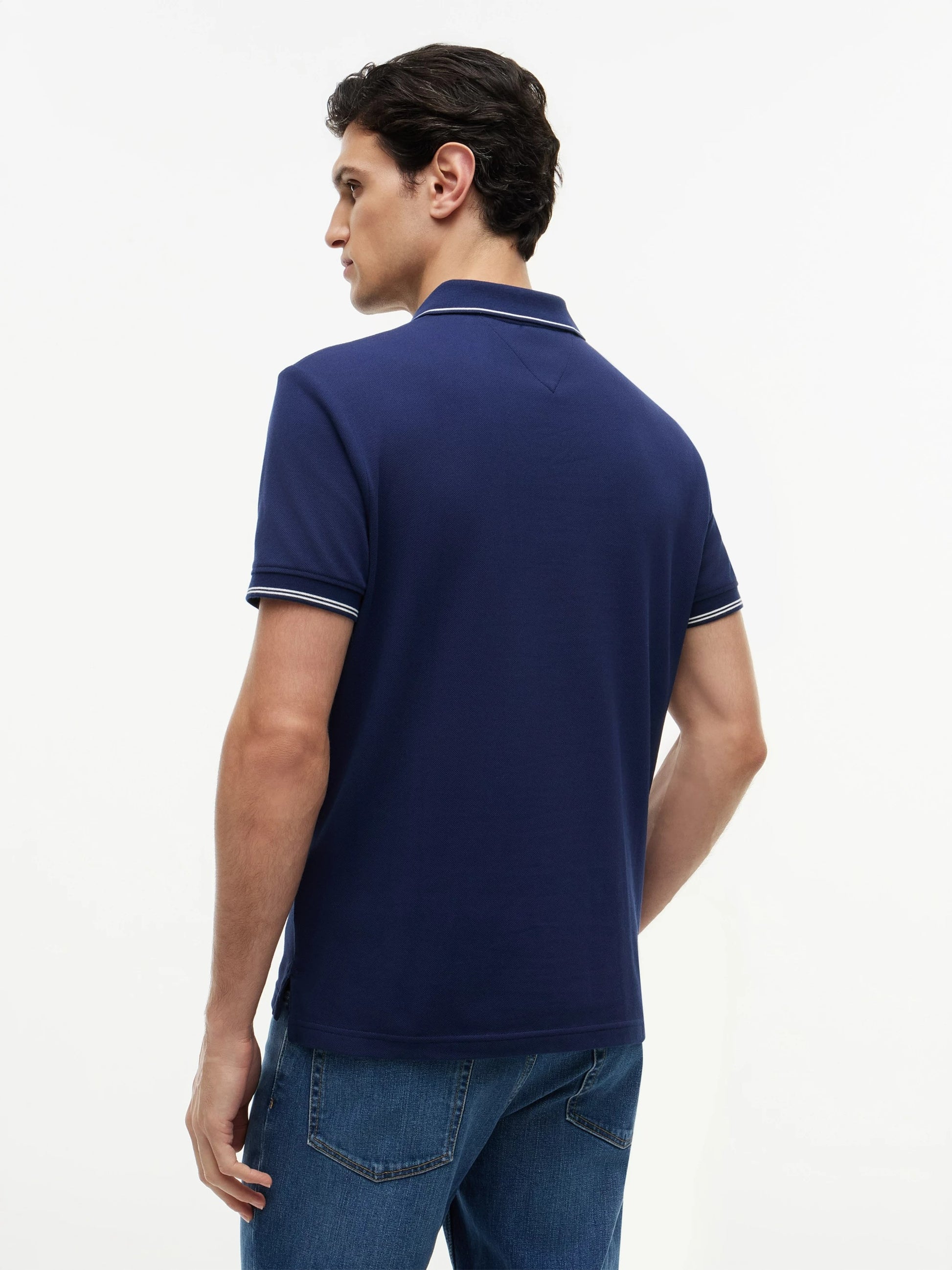 Tommy Hilfiger Stripe Undercollar Pique Polo - Carbon Navy-CARBON NAVY 1780665569_1214_019476_CARBON_NAVY_alternate