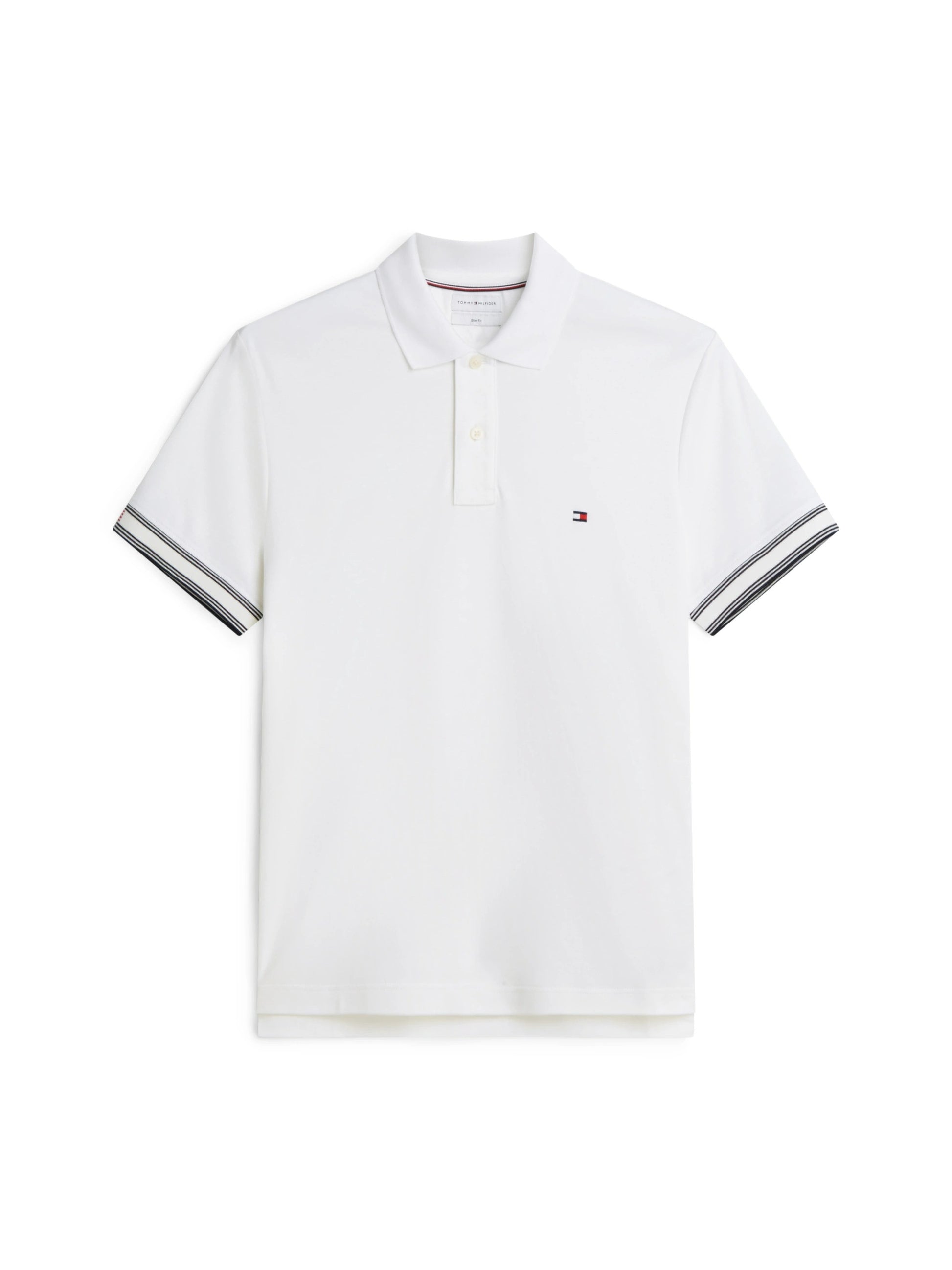 Tommy Hilfiger Liquid Flag Cuff Slim Polo - White-WHITE 1780666110_5857_019477_WHITE_alternate