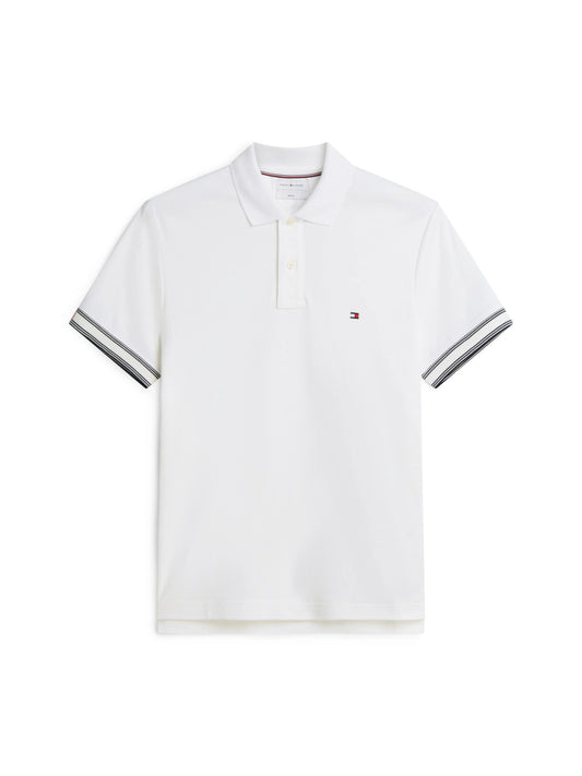 Tommy Hilfiger Liquid Flag Cuff Slim Polo - White-WHITE 1780666110_5857_019477_WHITE_alternate