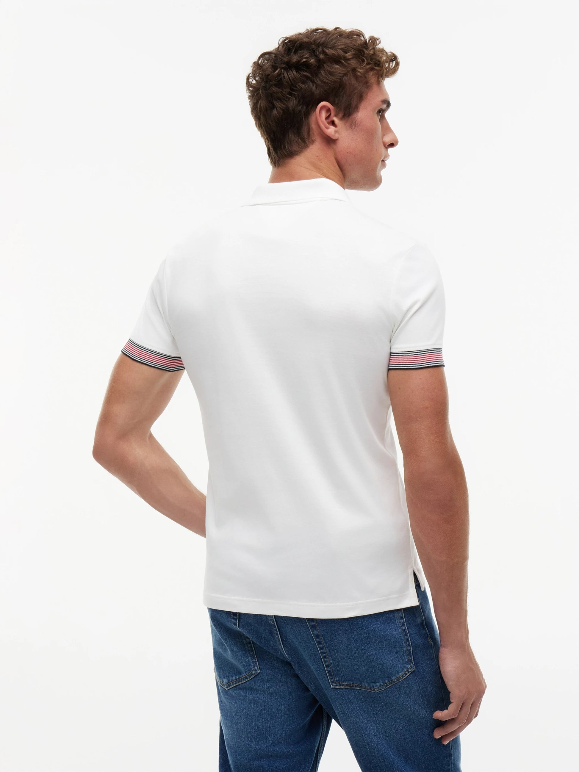 Tommy Hilfiger Liquid Flag Cuff Slim Polo - White-WHITE 1780666113_3795_019477_WHITE_alternate