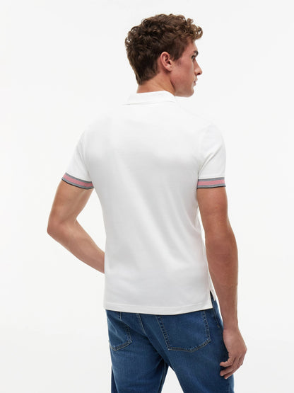 Tommy Hilfiger Liquid Flag Cuff Slim Polo - White-WHITE 1780666113_3795_019477_WHITE_alternate