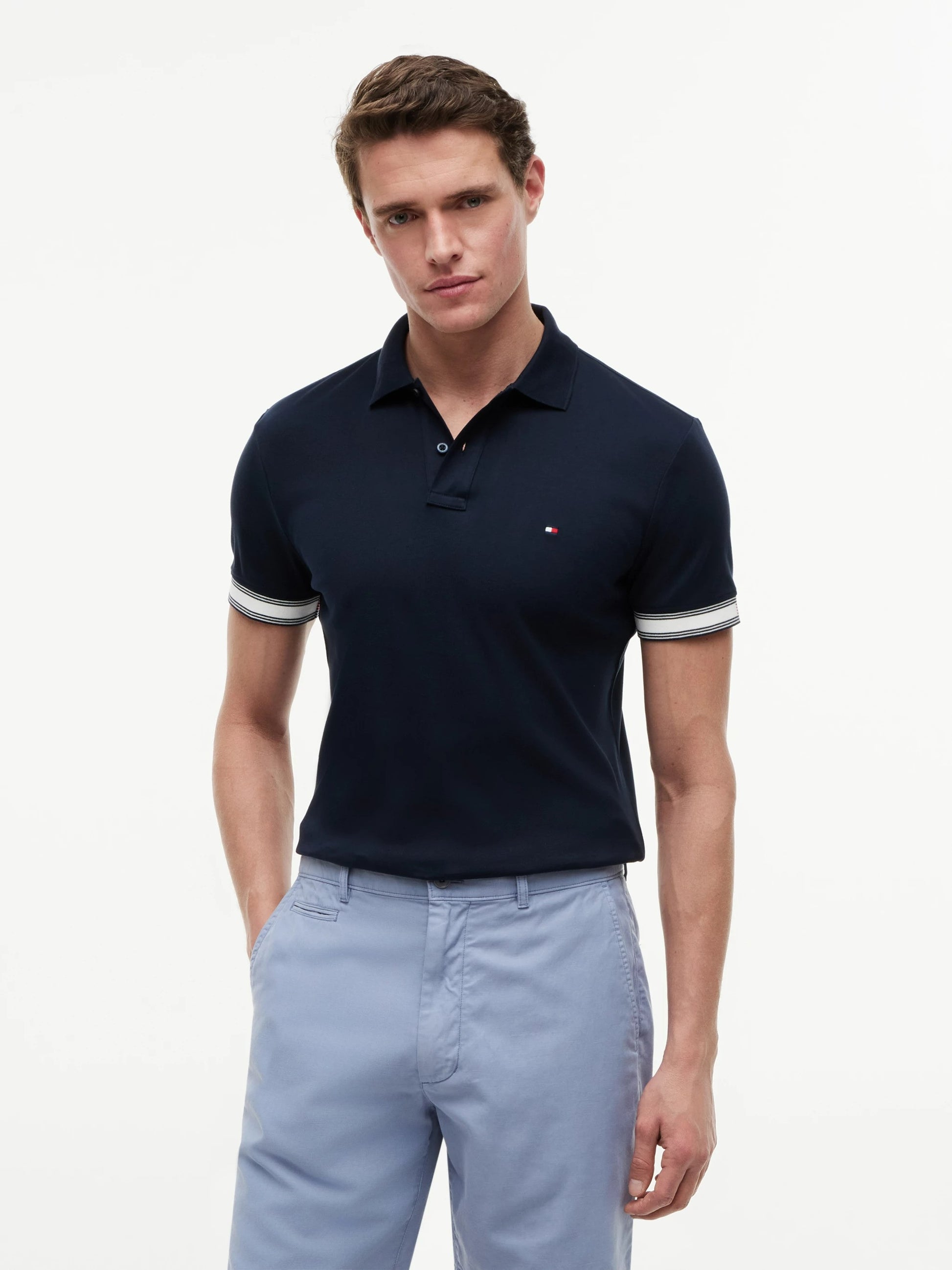 Tommy Hilfiger Liquid Flag Cuff Slim Polo - Desert Sky-DESERT SKY 1780666375_9408_019478_DESERT_SKY