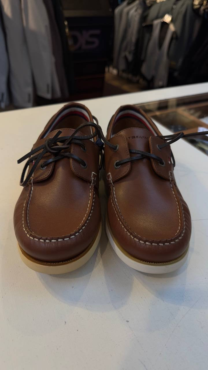 Tommy Hilfiger classic leather driving moccasins in cognac at Ryle Menswear, Tralee