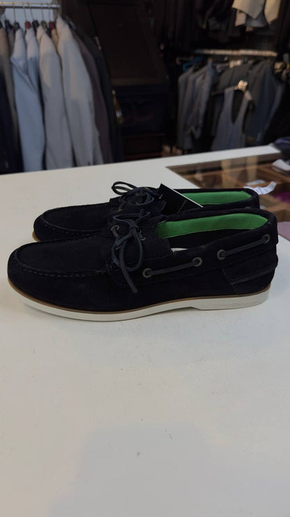 Tommy Hilfiger Essential leather driver moccasins in Desert Sky navy at Ryle Menswear, Tralee