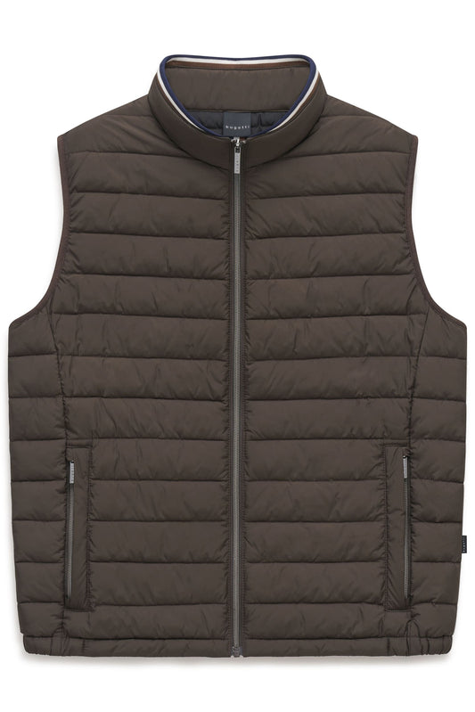 Bugatti quilted gilet in olive at Ryle Menswear, Tralee