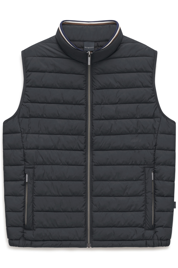 Bugatti quilted gilet in navy at Ryle Menswear, Tralee