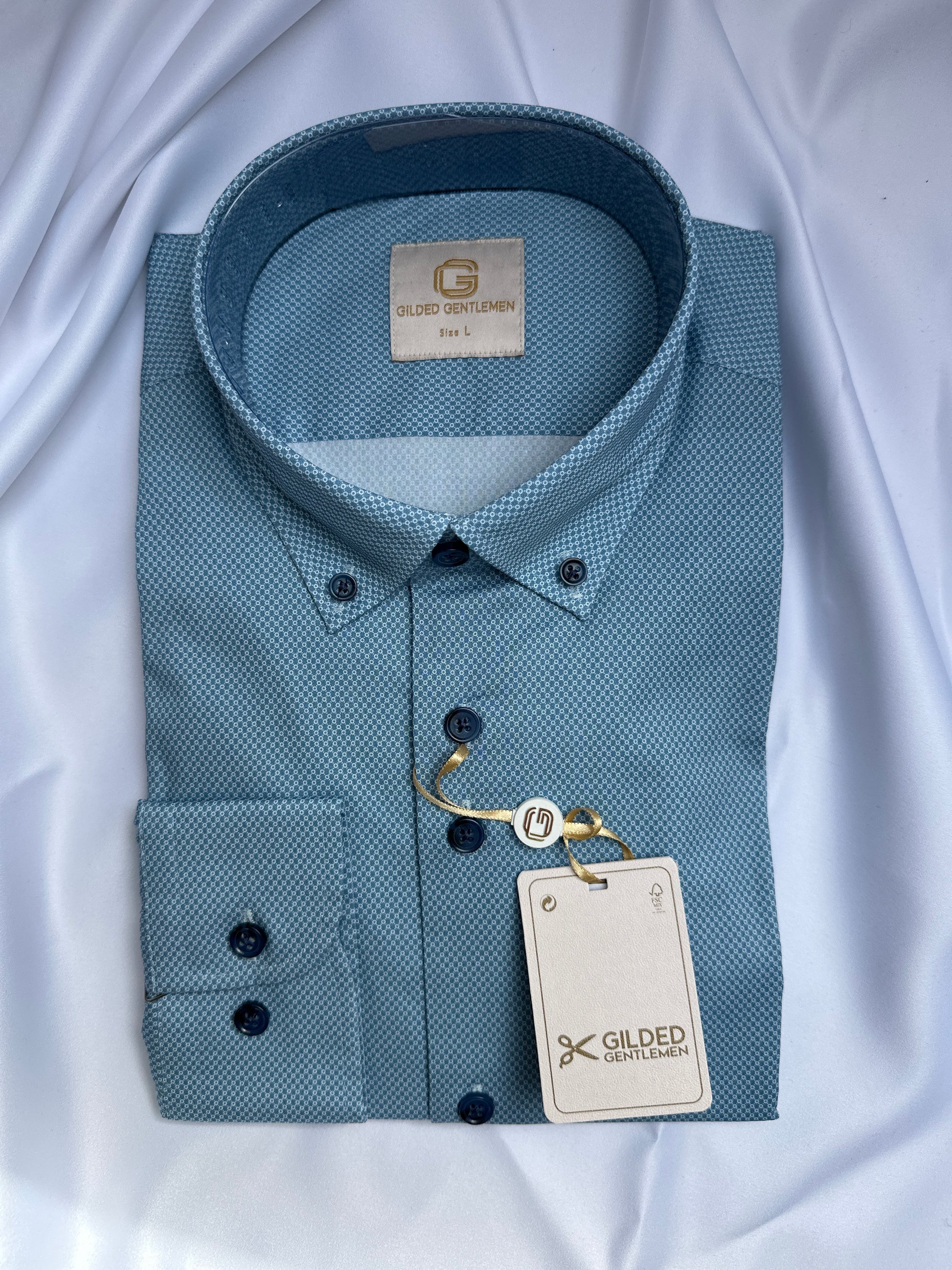 6th Sense Design button-down shirt in blue at Ryle Menswear, Tralee