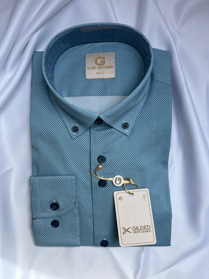6th Sense Design button-down shirt in blue at Ryle Menswear, Tralee
