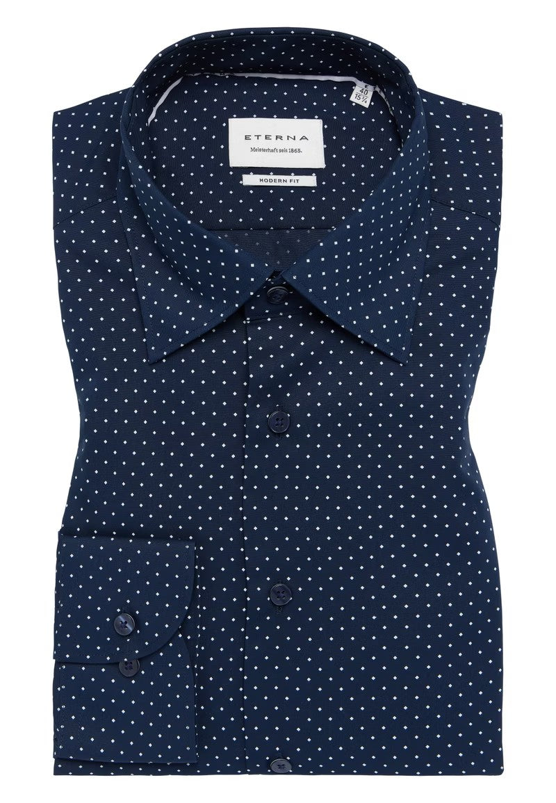 Eterna Modern Fit Shirt 1022/19 X11U - Navy Printed 1SH17712_01-91_kragen_big