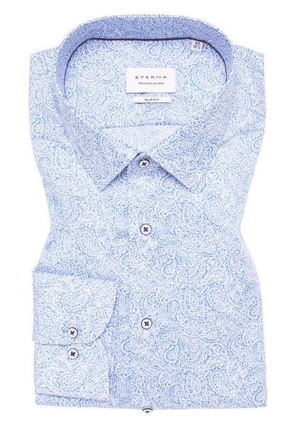 Eterna SLIM FIT Shirt 1020 f171 11 - light blue printed 1SH17728_01-11_kragen_big