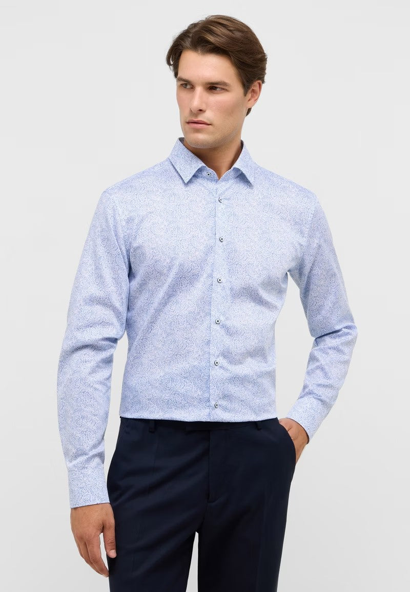 Eterna SLIM FIT Shirt 1020 f171 11 - light blue printed 1SH17728_01-11_model_front_big