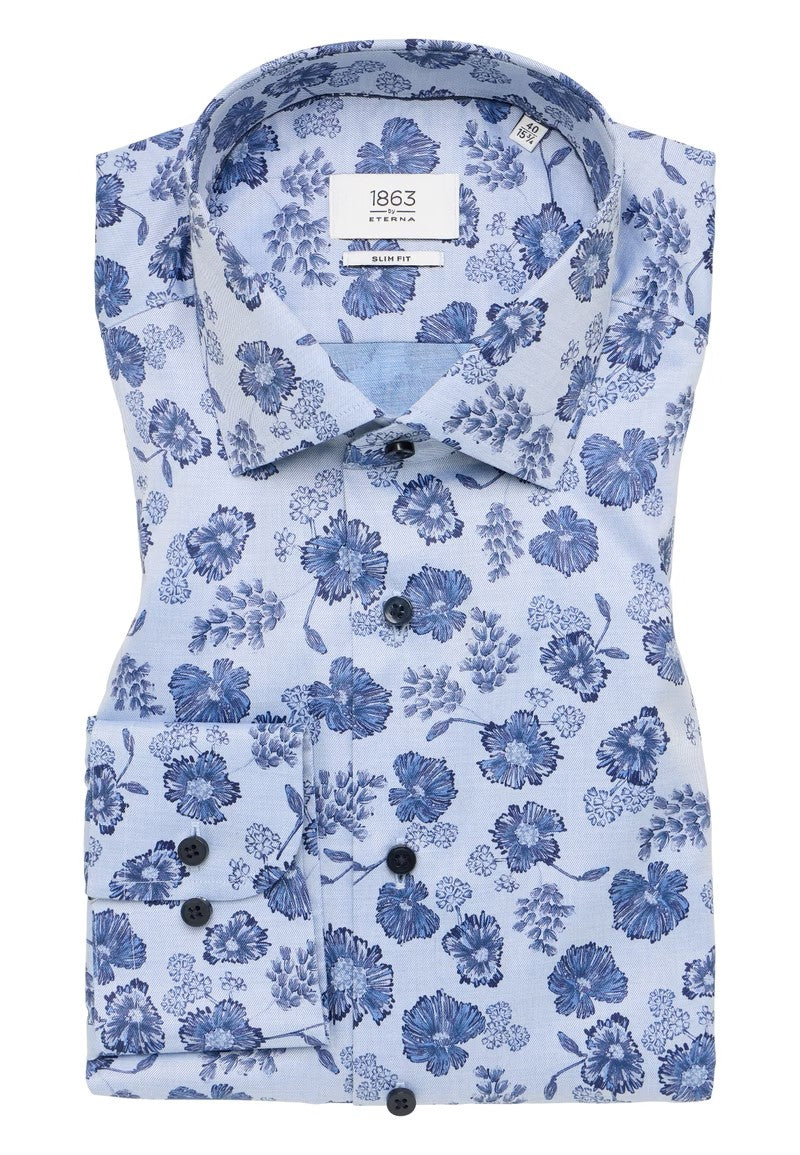 Eterna Slim Fit Shirt 1032/14 F669 - Blue Printed 1SH17748_01-41_kragen_big