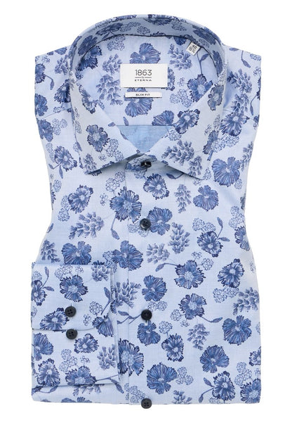 Eterna Slim Fit Shirt 1032/14 F669 - Blue Printed 1SH17748_01-41_kragen_big