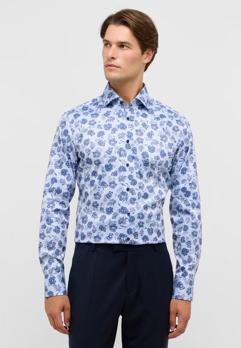 Eterna Slim Fit Shirt 1032/14 F669 - Blue Printed 1SH17748_01-41_model_front_big