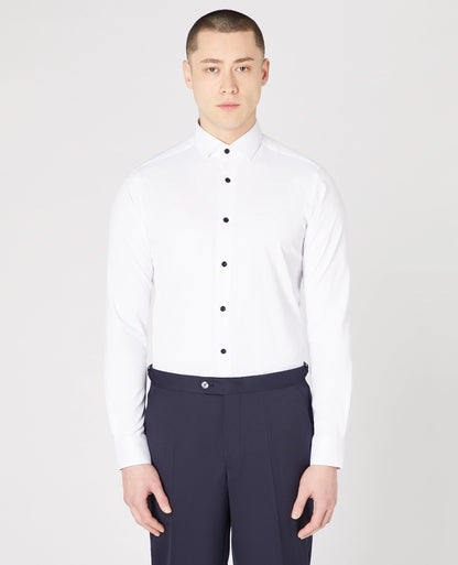 Remus Uomo Rome Formal Shirt with Black Buttons - White 1_18825_01_00_1