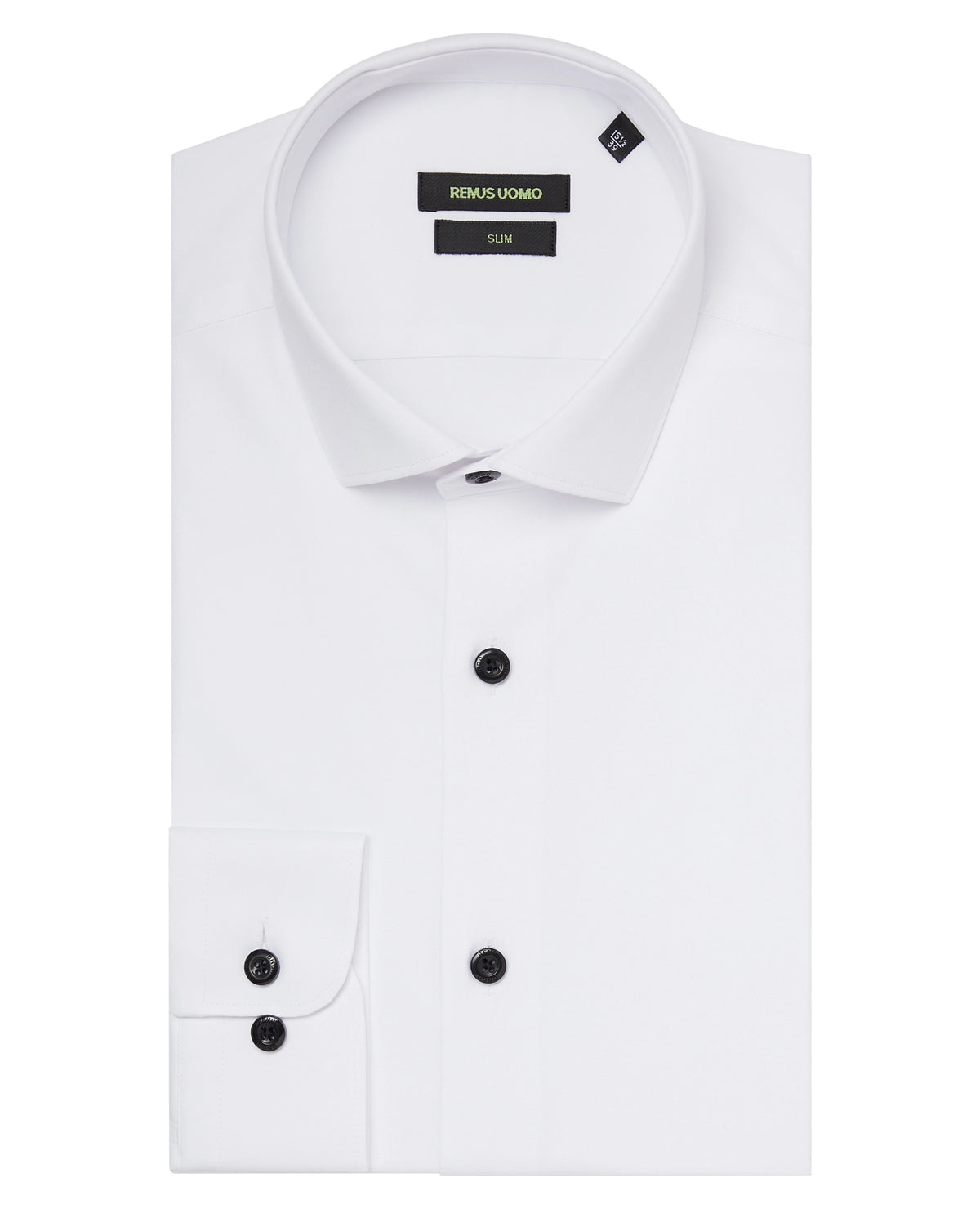 Remus Uomo Rome Formal Shirt with Black Buttons - White 1_18825_01_01