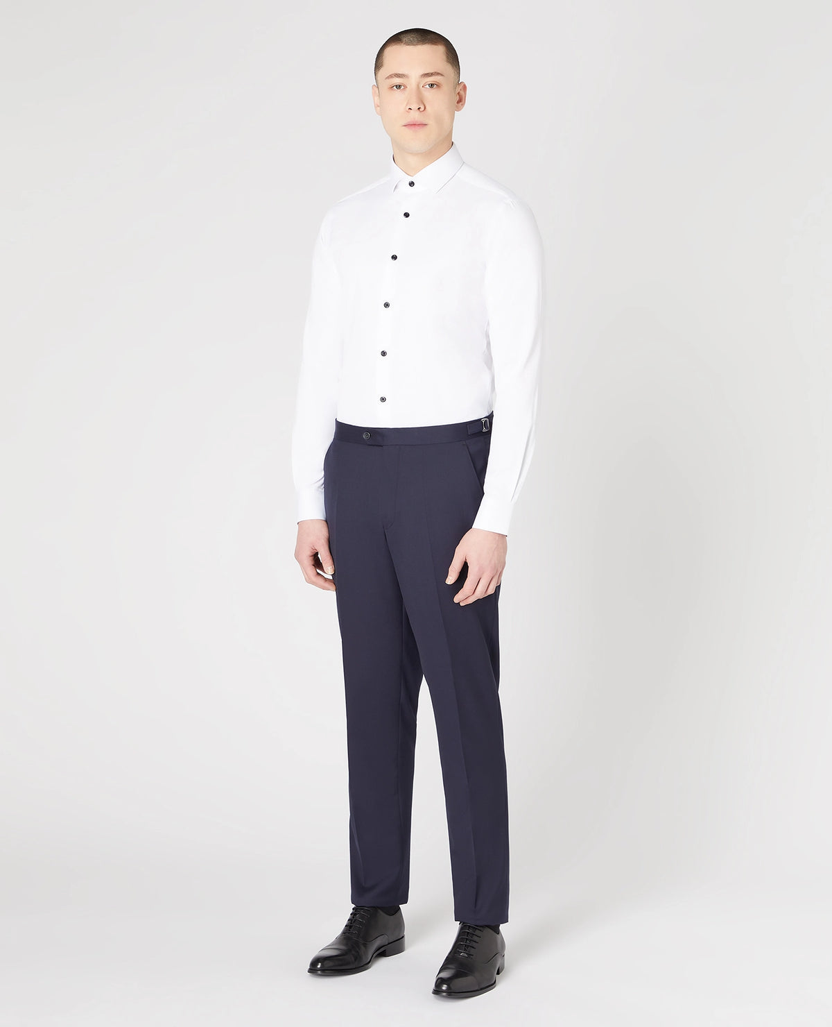 Remus Uomo Rome Formal Shirt with Black Buttons - White 1_18825_01_02_1