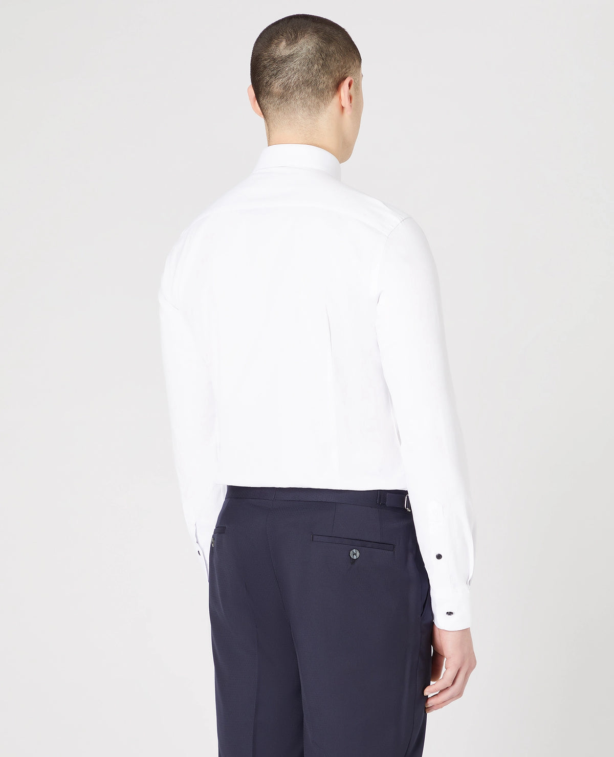 Remus Uomo Rome Formal Shirt with Black Buttons - White 1_18825_01_03_1
