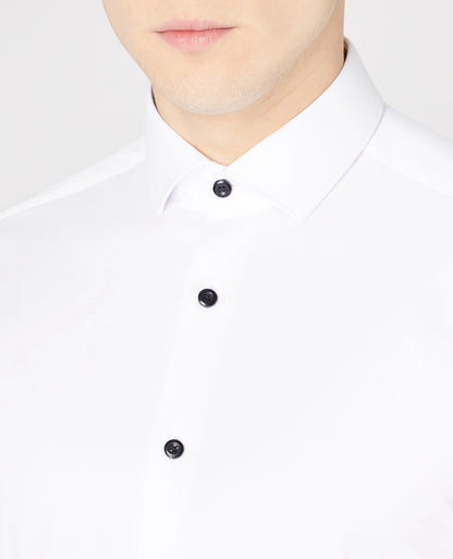 Remus Uomo Rome Formal Shirt with Black Buttons - White 1_18825_01_04_1