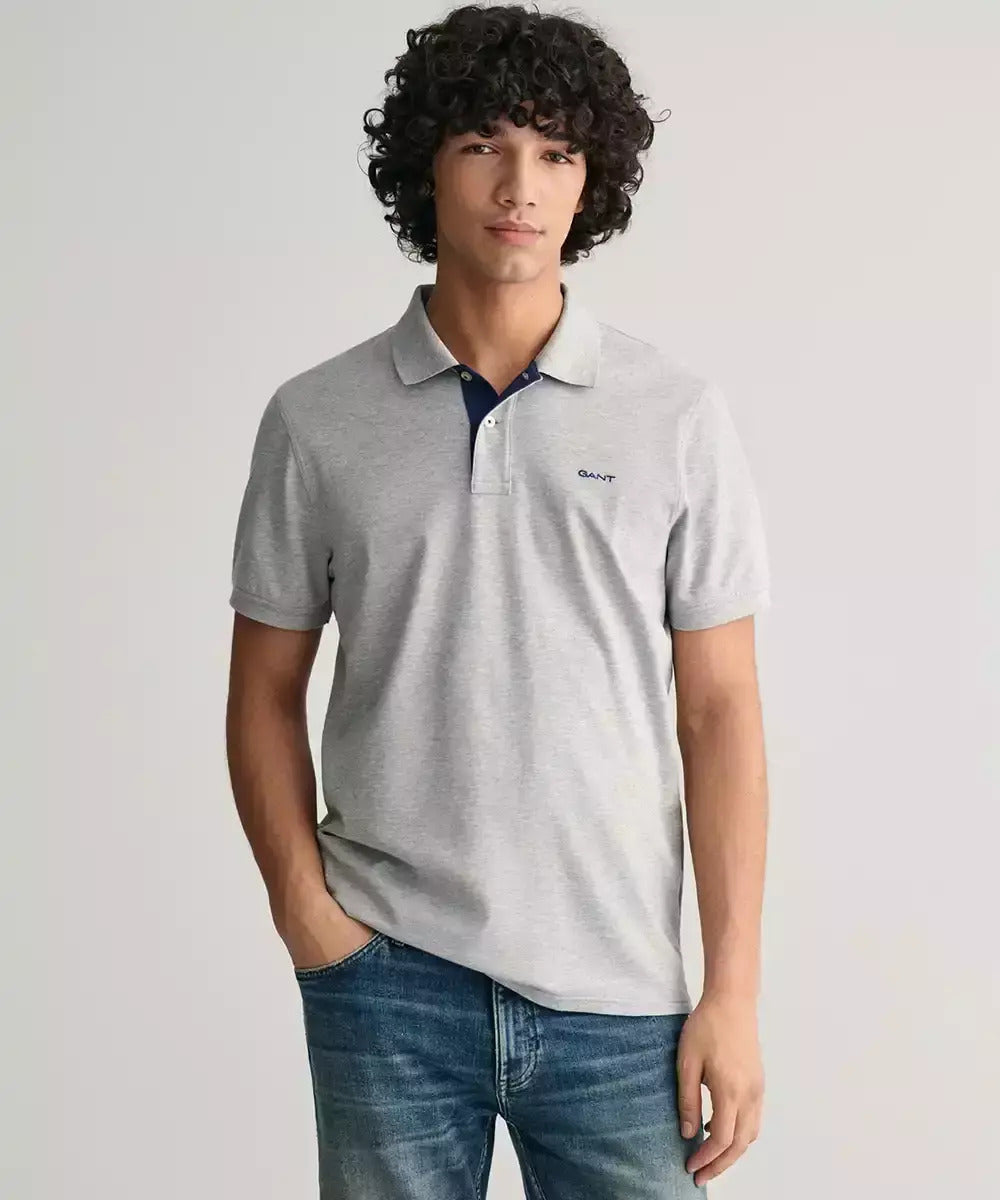 Gant Contrast Piqué Polo Shirt - Grey 2062026_093-1