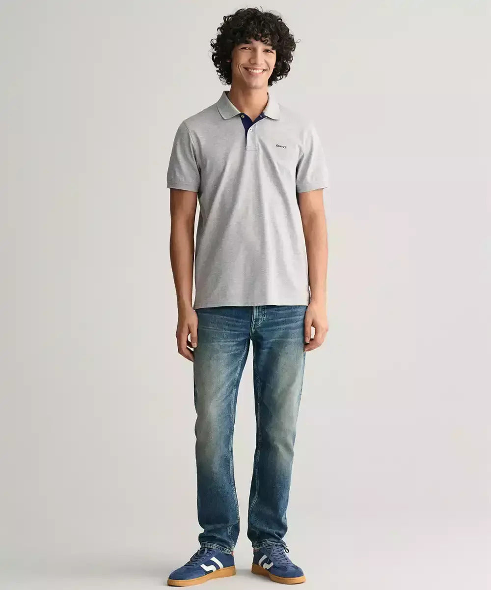 Gant Contrast Piqué Polo Shirt - Grey 2062026_093-3