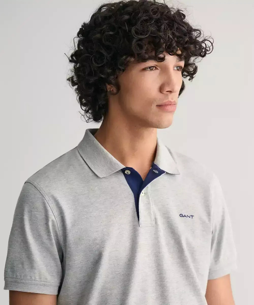 Gant Contrast Piqué Polo Shirt - Grey 2062026_093-4