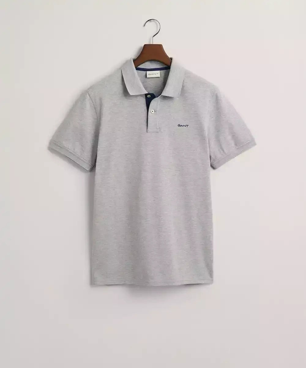 Gant Contrast Piqué Polo Shirt - Grey 2062026_093-5
