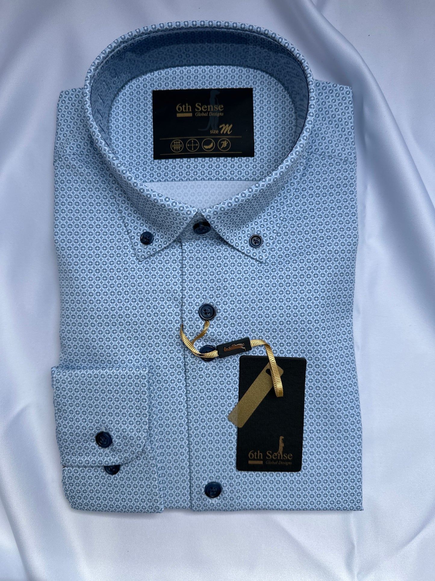 Diamond-print shirt, button-down collar detail — Ryle Menswear, Tralee