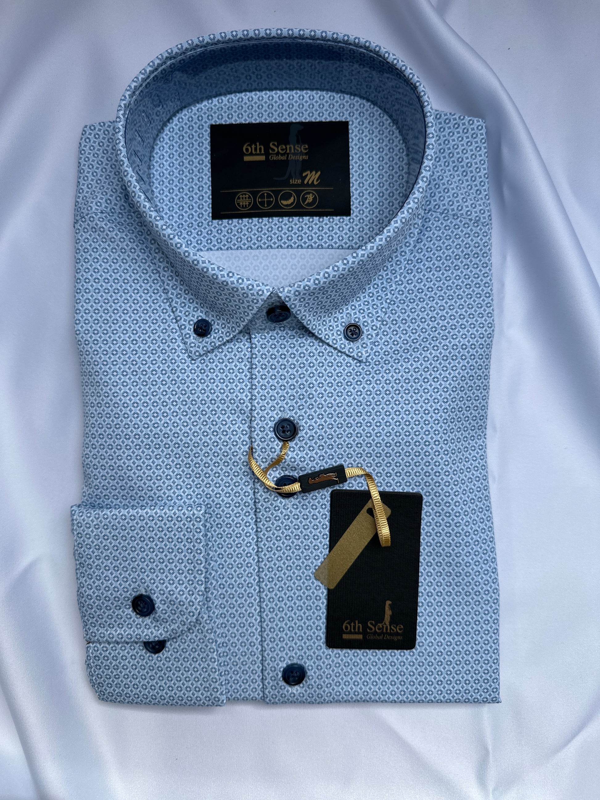 Diamond-print shirt, button-down collar detail — Ryle Menswear, Tralee