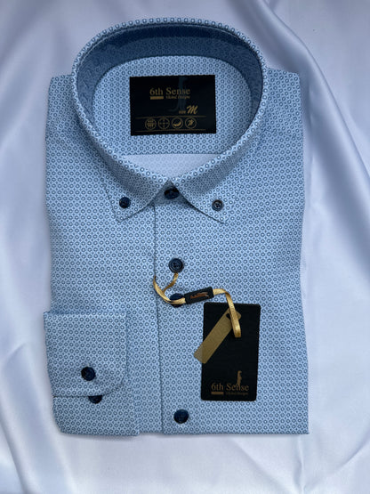 Diamond-print shirt, button-down collar detail — Ryle Menswear, Tralee