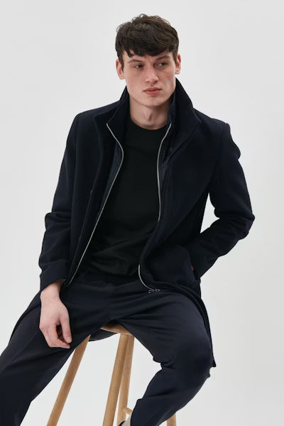 Matinique Harvey Wool Coat - Dark Navy 302038451940113