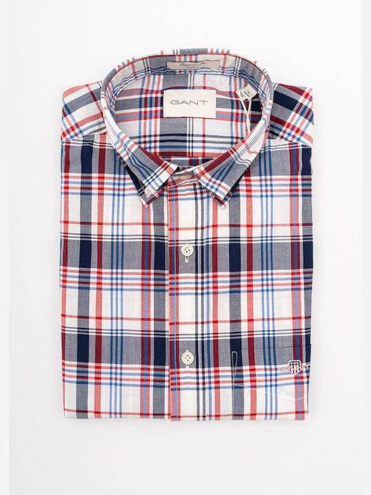 Gant Regular Fit Poplin Check Shirt - Eggshell 3240038_113-1