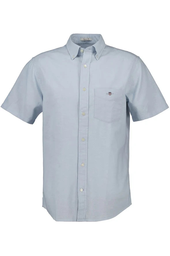 Gant Men's Regular Fit Short Sleeve Dobby Shirt - Blue 3250140457-1