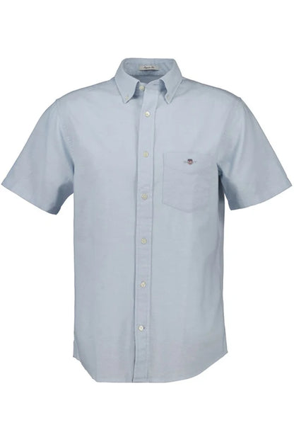 Gant Men's Regular Fit Short Sleeve Dobby Shirt - Blue 3250140457-1