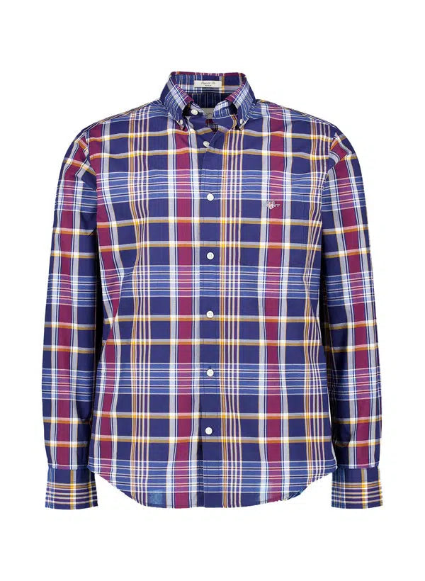 Gant Regular Fit Cotton Checked Shirt - Persian Blue 3250212423