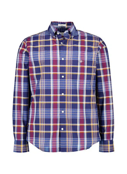Gant Regular Fit Cotton Checked Shirt - Persian Blue 3250212423