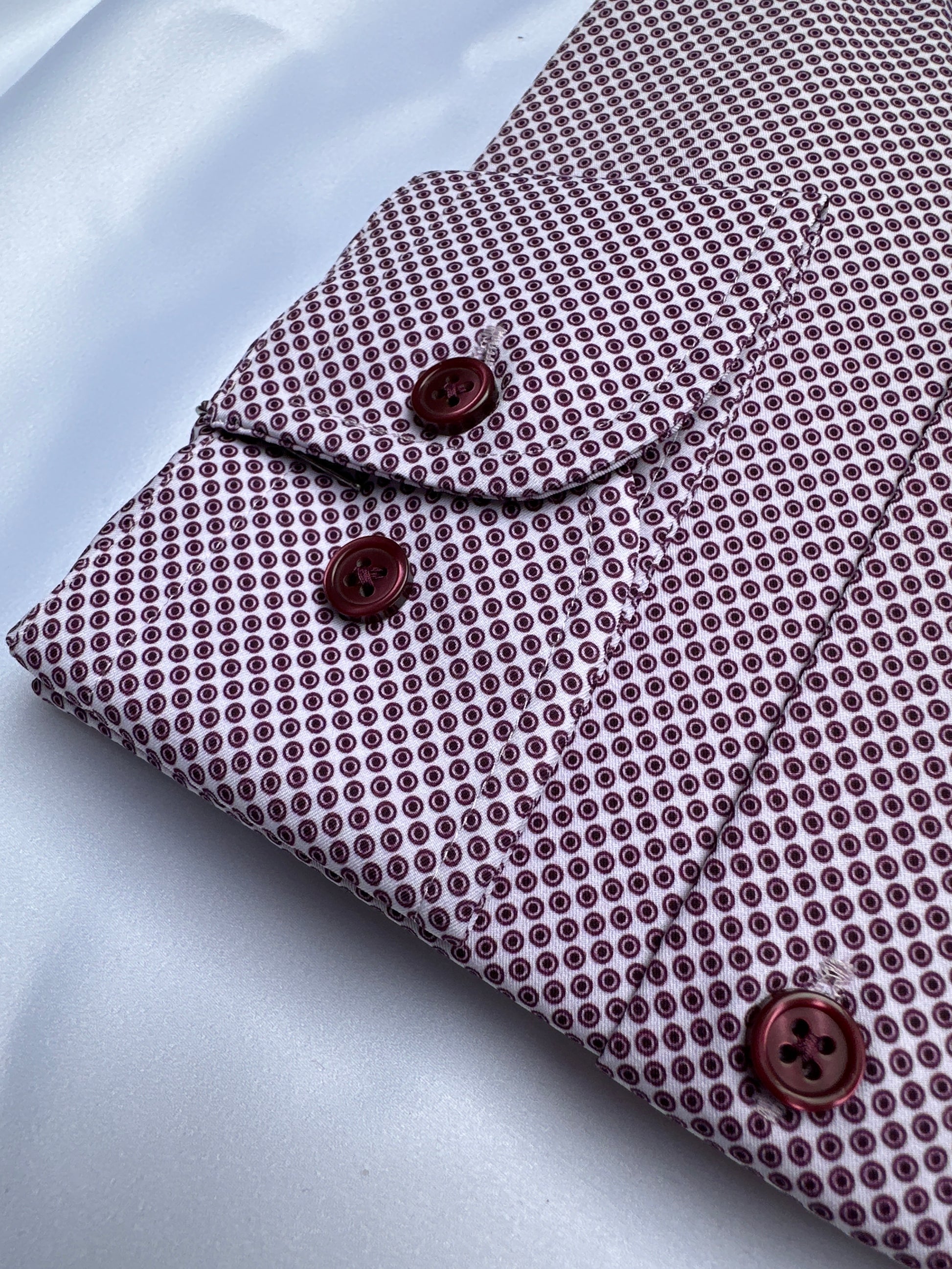 Light purple dot-print shirt, button-down collar detail — Ryle Menswear, Tralee