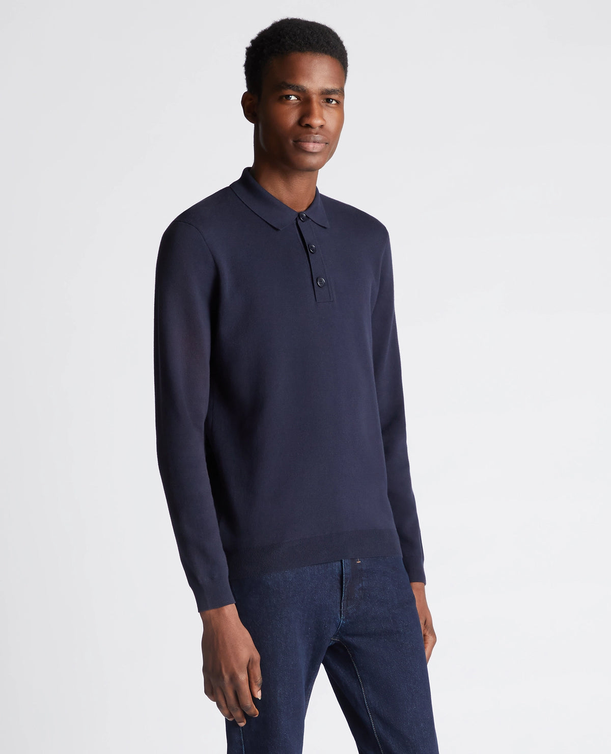 Remus Uomo Long Sleeve Polo Knit - Navy 3_58690_78_00