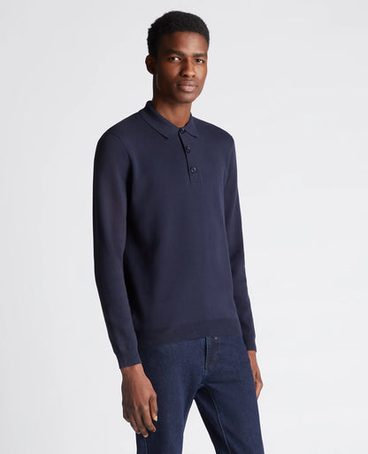 Remus Uomo Long Sleeve Polo Knit - Navy 3_58690_78_00