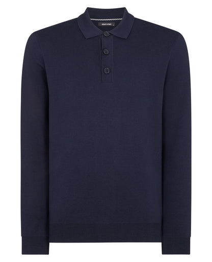 Remus Uomo Long Sleeve Polo Knit - Navy 3_58690_78_01