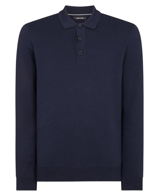 Remus Uomo Long Sleeve Polo Knit - Navy 3_58690_78_01