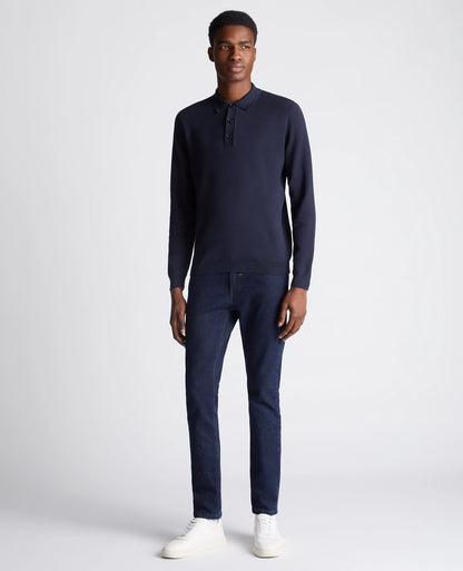 Remus Uomo Long Sleeve Polo Knit - Navy 3_58690_78_02