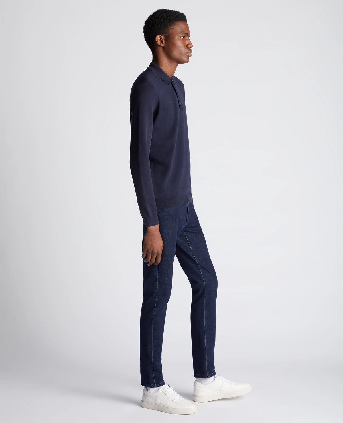 Remus Uomo Long Sleeve Polo Knit - Navy 3_58690_78_04