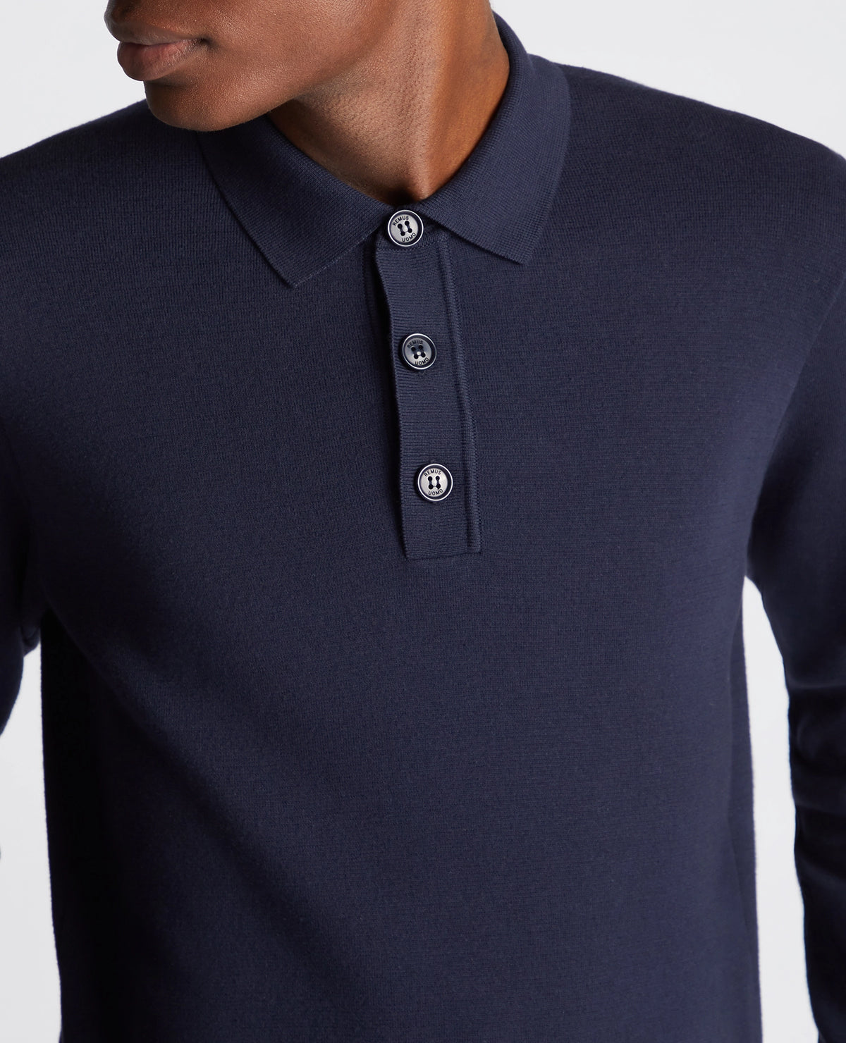 Remus Uomo Long Sleeve Polo Knit - Navy 3_58690_78_05