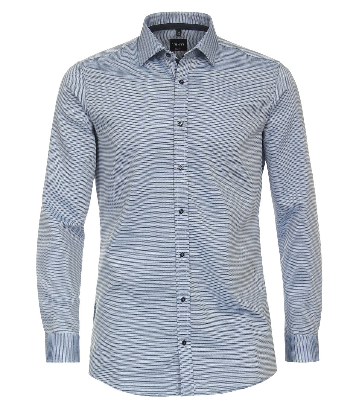 Venti Body Fit Stretch Business Shirt - Greyish Mid Blue 4324-392-image-1-64c31b1d5f13b