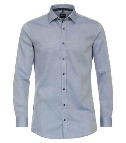 Venti Body Fit Stretch Business Shirt - Greyish Mid Blue 4324-392-image-1-64c31b1d5f13b