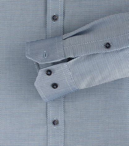 Venti Body Fit Stretch Business Shirt - Greyish Mid Blue 4324-392-image-4-64c31b2038ad4