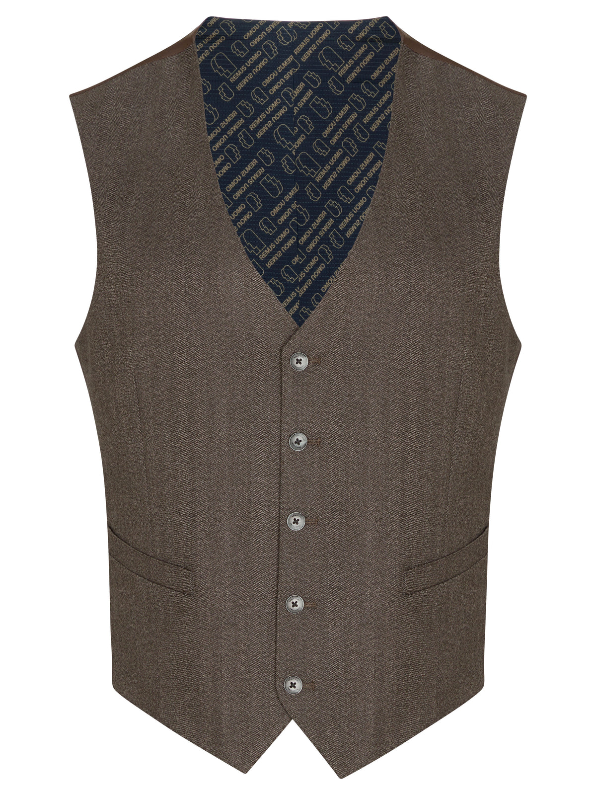 Remus Uomo Peppe Waistcoat - Dark Brown 4_52746_48_01_1