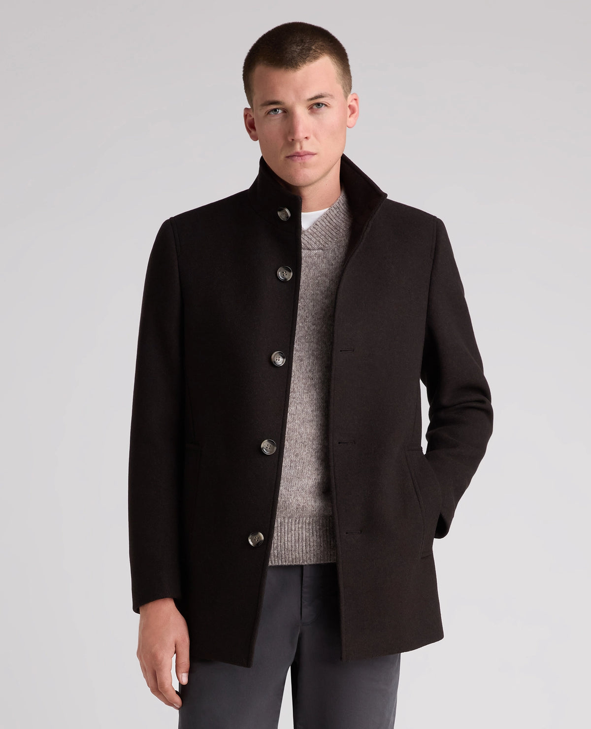 Remus Uomo Jonah Wool-Blend Overcoat - Dark Brown 4_90374_49_00