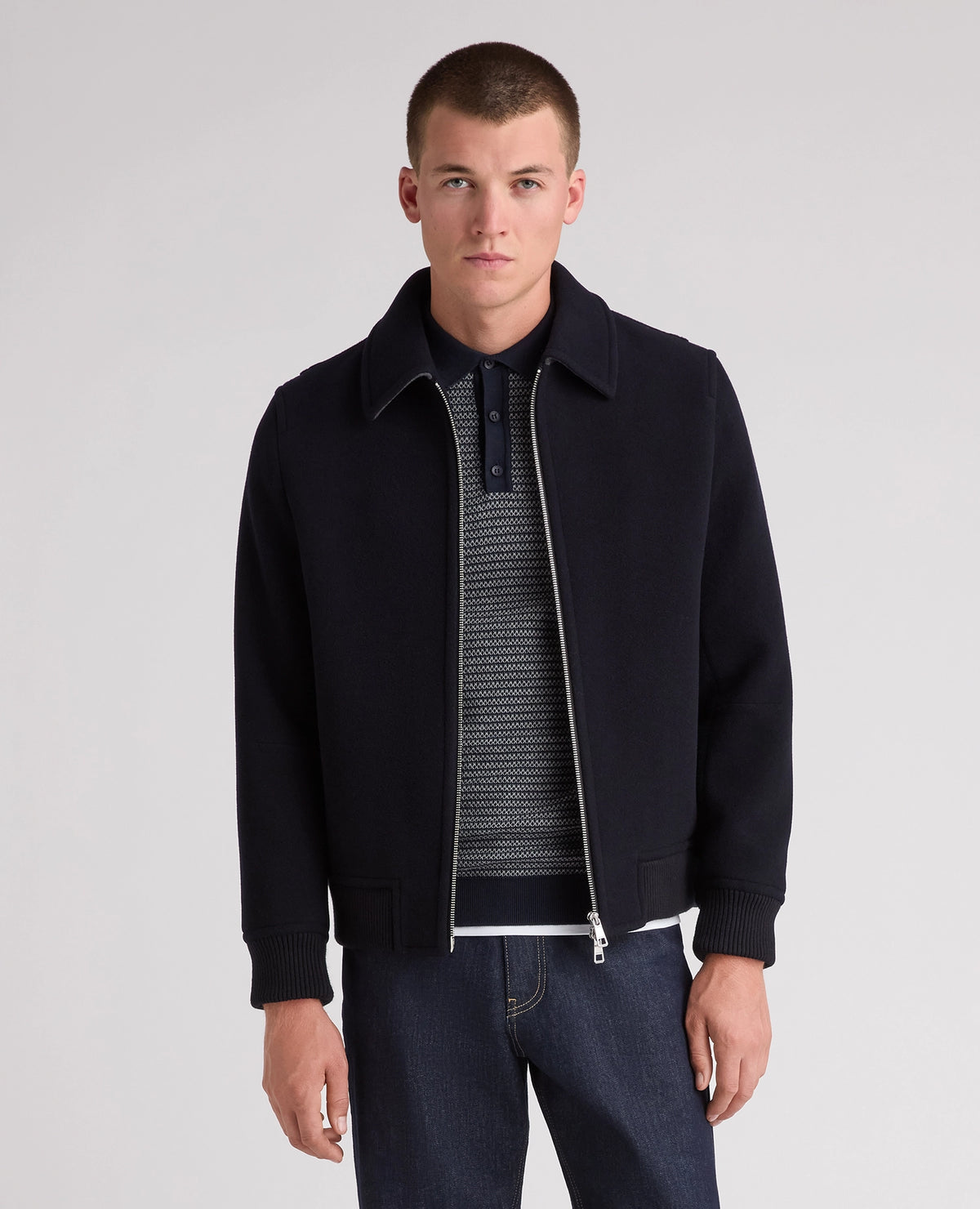 Remus Uomo Tyler Wool-Blend Zip Coat - Navy 4_90721_78_00